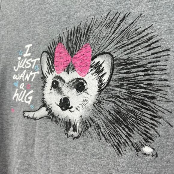 Faded Glory XS Gray I just Want A Hug Porcupine Baby Tee Shirt Long Sleeve - Picture 2 of 8